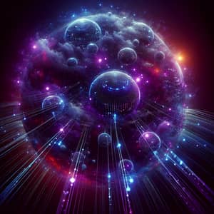Dark Web Planetary System | Glowing Data Servers in Deep Purple Hues