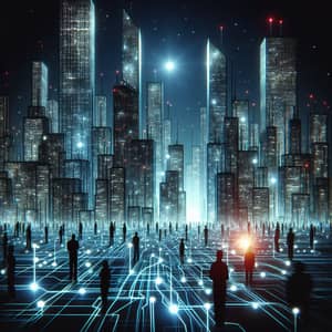 Cybernetic Neon Cityscape - Dark Web Never Rests