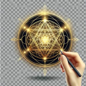 Golden Metatron Symbol on Transparent PNG Background