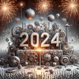 2024 New Year Mechanical Themed Spectacle with Intricate Gears and Countdown Calendar