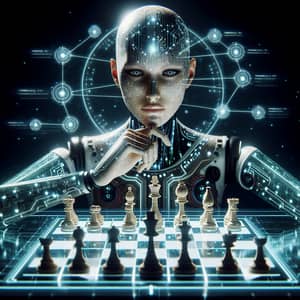 AI Strategic Impact: Robotic Figure vs Human in Chess Game
