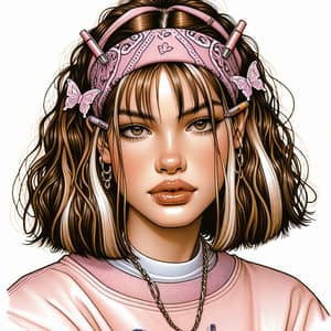2000s Fashion: Young Woman's Portrait in Vintage Style