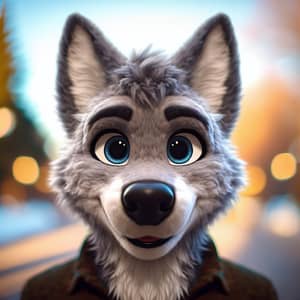 Aesthetically Appealing Gray Canine Artwork with Dark Blue Eyes