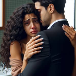 Hispanic Woman Crying in Bathroom Receives Comforting Hug by Italian Man
