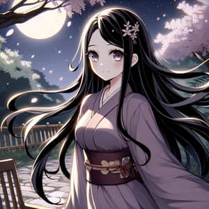 Elegant Kaguya | Anime Character Portrait with Moonlit Garden