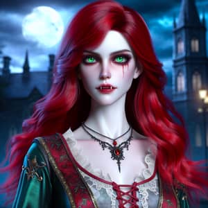Dark Fantasy Sorceress with Red Hair | Enchanting Vampire Character