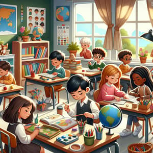 Multicultural Classroom with Diverse Children