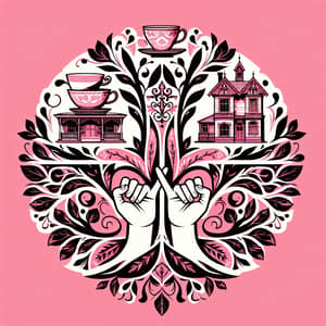 Pink Family Crest with Symbolic Representations