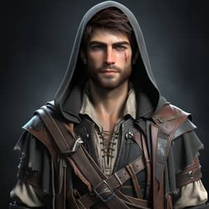 Mysterious Male Outlaw with Blue Eyes - Fantasy Character