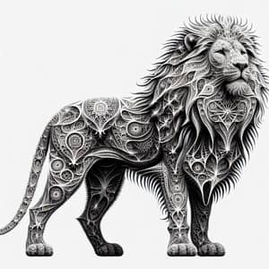 Intricate Geometric Lion Fractal Art | Powerful Mane Design