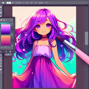 Vibrant Purple Hair Anime Girl Art | Fantasy Digital Painting