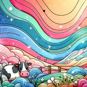 Bright and Cute Cow-Themed Pastel Background Illustration