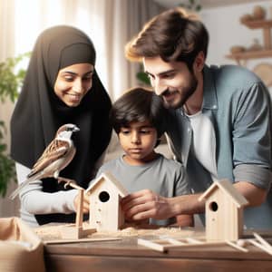 Multicultural Family Building Birdhouse at Home | Family Bonding
