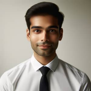Professional South Asian Male Portrait | White Shirt, Black Tie