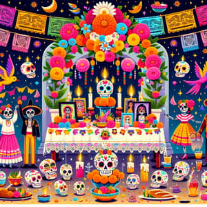 Colorful Día de los Muertos Celebration in Mexico