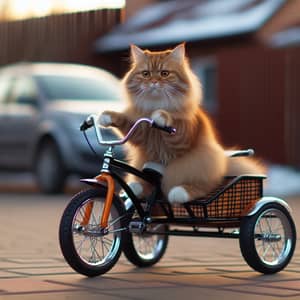 Cat Riding Three-Wheeled Bicycle | Fun Animal Transportation