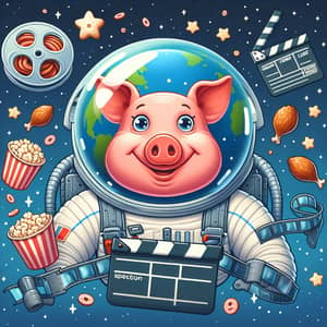 Space Ham Movie: Whimsical Pig in Astronaut Outfit Floats in Space