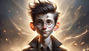 Adventurous Young Wizard Portrait with Lightning Scar | Hyper-Realistic Art