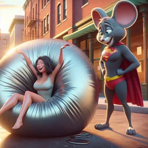 Minnie Mouse Superhero Saves Woman in Inflated Diaper | Movie Scene
