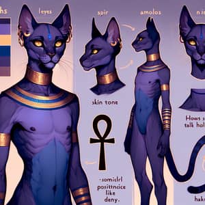 Majestic Deity: Feline-Humanoid Being Inspired by Egyptian Mythology