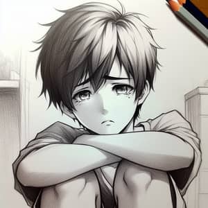 Heartbreaking Portrait of Sad Asian Boy | Emotional Drawing