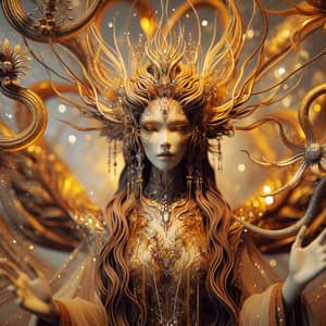 Golden-Skinned Alien Goddess: Ethereal Beauty & Power