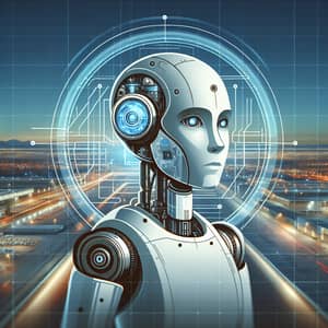 Realistic AI Expert Robot | Logo-Like Background Design