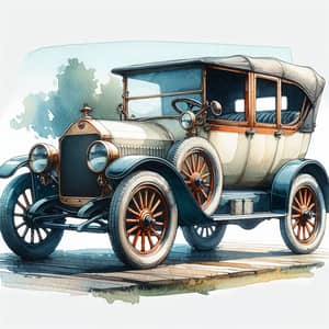 Vintage Car Watercolor Art | Detailed Side View Painting