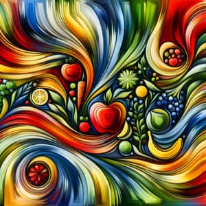Vibrant Abstract Art of Healthy Eating | Nutrition Inspired Artwork