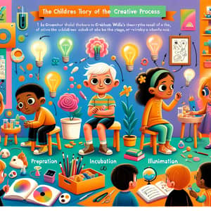 Children's Book Illustration of Wallas' Creative Process