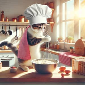 Cat Chef | Cooking Cat in Chef's Hat Whisking Cake Mix