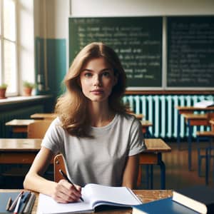 Captivating Classroom Scene with a Focused Student