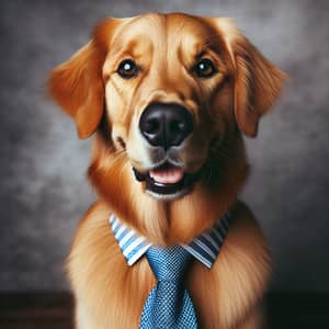 Golden Retriever Dog with Stylish Tie