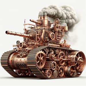 Vintage Steampunk Tank Powered by Steam Engine