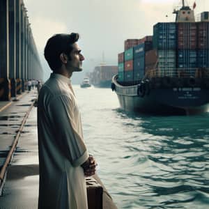 Anticipating Wife's Arrival at Melaka Port | South Asian Man