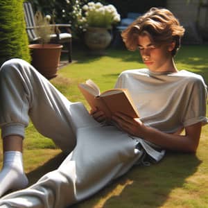 Teen Lounging Comfortably in Sunny Garden