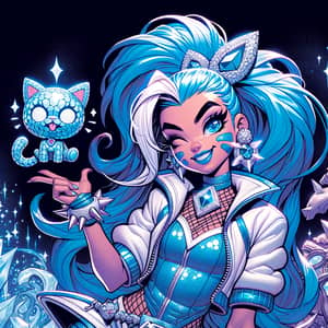 Ice Spice: Playful Hispanic Character with Electric Blue Hair