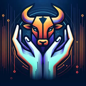 Bold Cryptocurrency Logo: Hands Holding the Bull