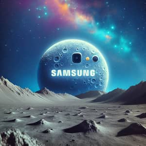 Samsung Logo on Moon | Celestial Landscape Art