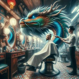 Majestic Chinese Dragon Groomed in Vibrant Barbershop