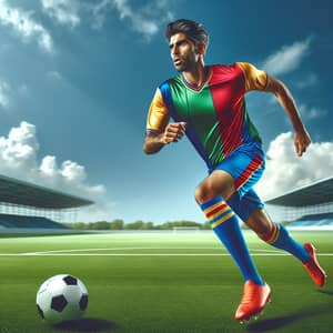 Professional Football Player in Motion | South Asian Descent