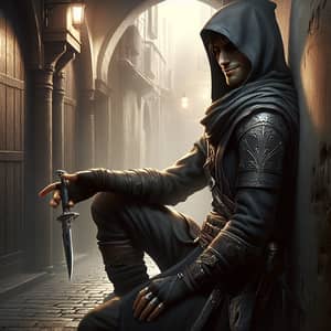 Male Middle-Eastern Assassin Thief in Dark City - RPG Character