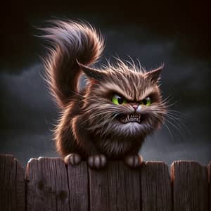 Fuming Cat Artwork - Displaying Irritation in a Stormy Setting