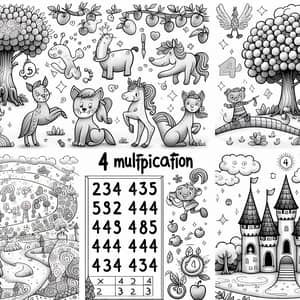 Colorful Multiplication Table of Four | Fun Educational Coloring Page