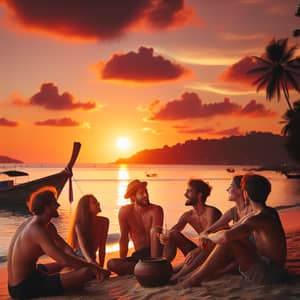 Sunset Gathering at Phuket Beach with Friends