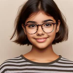 Hispanic Girl with Short Hair and Glasses