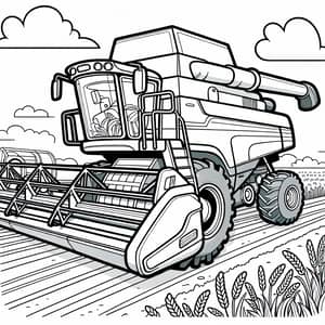 Child-Friendly Combine Harvester Coloring Page for 2-Year-Olds