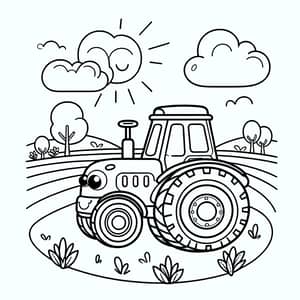 Toy Tractor Coloring Page for 2-Year-Olds