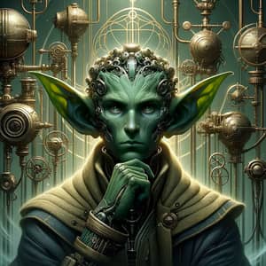 Green Virgo Technology Genius Scientist Character - Fantasy Art