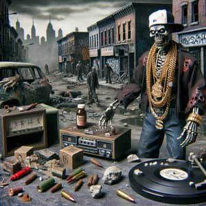 Zombie Rapper in Urban Slum | Vintage Comic Style
